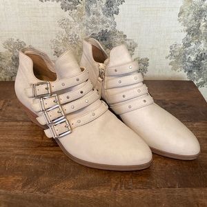Dr Scholls booties with silver buckles